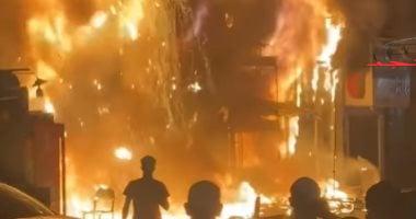 مصرع عامل إثر حريق مطعم امتد لواجهة عقار فى مصر الجديدة