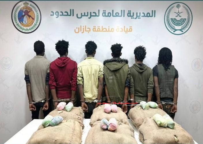 القبض على (6) مخالفين من الجنسيتين اليمنية والإثيوبية لتهريبهم (120) كجم من القات المخدر #عاجل