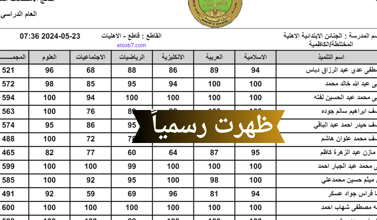 «بشرى سارة».. نتائج السادس الابتدائي العراق الدور الأول: النجف، بابل، البصرة – نتائج محافظتك