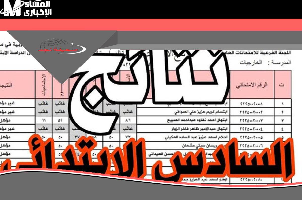 «تأكد من علامتك الكاملة!» نتائج الصف السادس الابتدائي الدور الأول 2025 في العراق عبر موقع نتائجنا: متابعة سلسة
