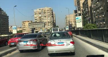 «تجنب الزحام» كثافات مرورية أعلى كوبرى أكتوبر بسبب تداعيات حريق رمسيس.. صور
