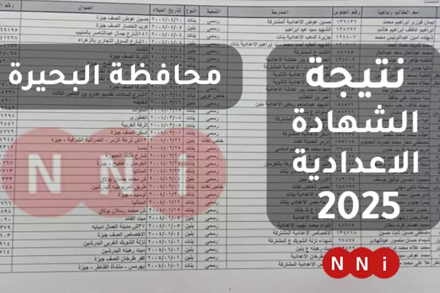 «استعدوا لإعلان النتائج!»: الموعد المرتقب لـ نتيجة الشهادة الإعدادية محافظة البحيرة 2025 برقم الجلوس عبر موقع مديرية التربية والتعليم