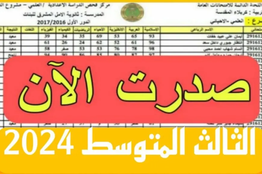 موقع نتائجنا الإلكتروني .. نتائج الثالث المتوسط 2024 الدور الأول في العراق Pdf