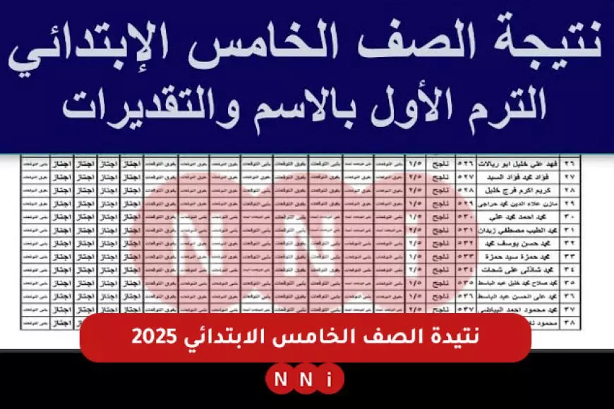 لينك صحيح.. نتيجة الصف الخامس الابتدائي 2024/2025 الترم الأول عبر موقع النتائج eduserv.cairo.gov.eg