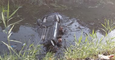 لحظة إنقاذ أسرة من أب وأم ورضيعهما بعد سقوط سيارتهم فى رشاح بطوخ