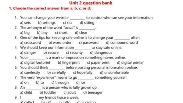 مراجعة انجليزي ثانية اعدادي