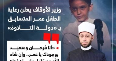 وزير الأوقاف يعلن رعاية الطفل عمر متسابق برنامج دولة التلاوة.. إنفوجراف