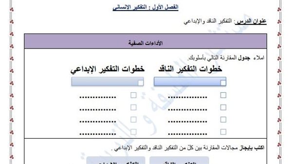 تقييمات الاسبوع الخامس أولى ثانوي
