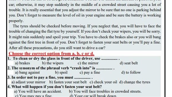 أسئلة تقييمات الأسبوع العاشر اللغة الإنجليزية الصف الأول الثانوي