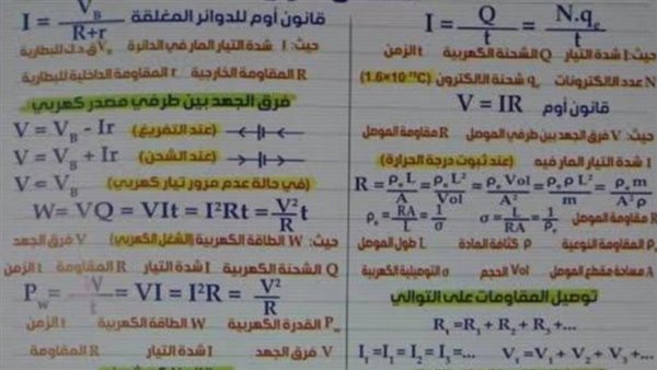 مراجعات نهائية الفيزياء الثانوية العامة