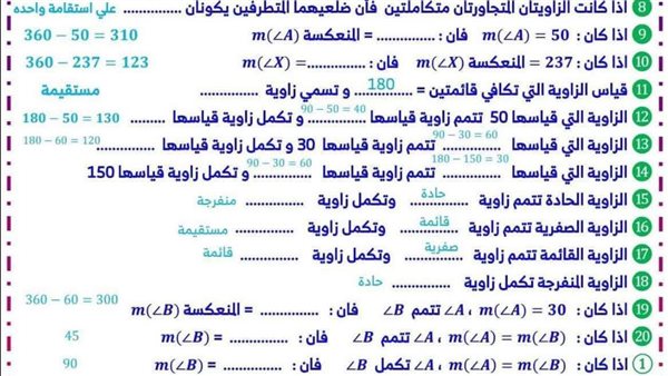 مراجعات نهائية الهندسة اولى اعدادي ترم أول