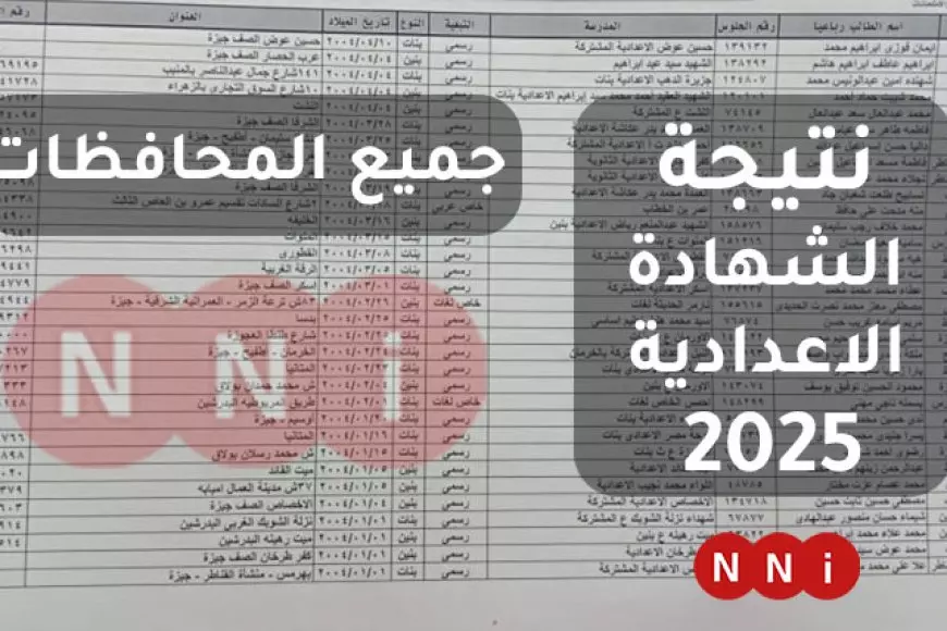 نتيجة الشهادة الإعدادية 2025 برقم الجلوس والاسم في كل المحافظات الأن روابط مباشرة