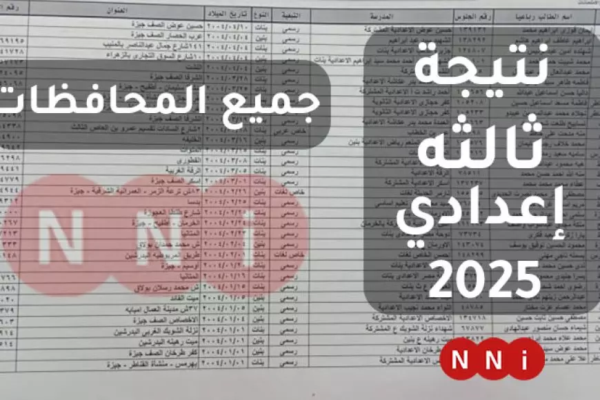 الرابط المعتمد من وزارة التربية والتعليم.. نتيجة ثالثة إعدادي برقم الجلوس والاسم 2025 في كل المحافظات