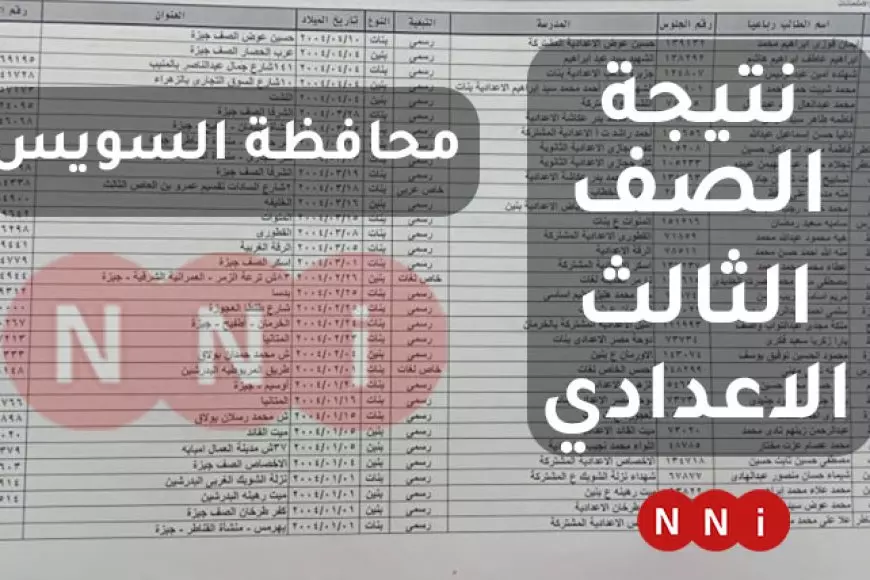 نتيجة الصف الثالث الاعدادي محافظة السويس 2025 بالاسم ورقم الجلوس عبر موقع مديرية التربية والتعليم بالسويس